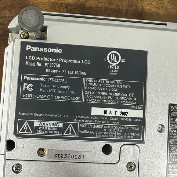 Panasonic LCD Projector Model PT-LC75U Lamp Run Time 1397 Hrs XGA Projector - Picture 3 of 5